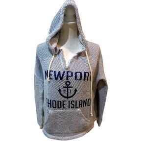 Ocean drive navy & cream nubby cotton blend hoodie Newport Rhode Island small